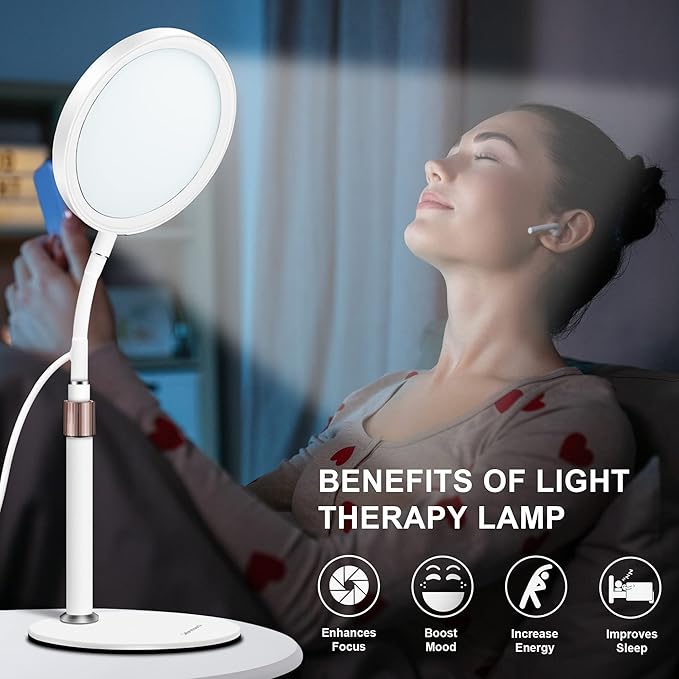 Lámpara de luz blanca para terapia lumínica en el escritorio
