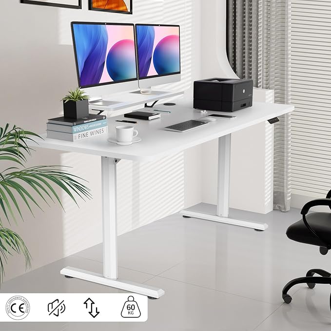 Escritorio elevable blanco para trabajar sentado o de pie