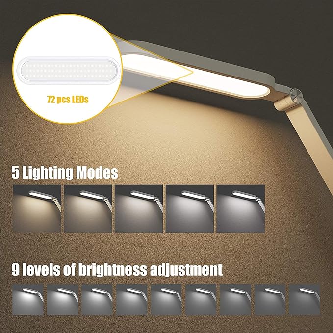 Lámpara LED de escritorio con modos de luz y ajuste de brillo