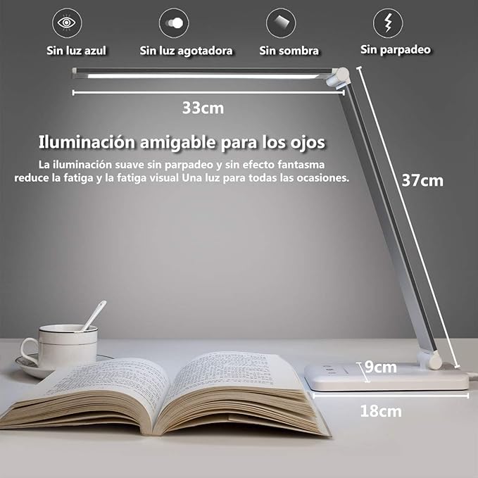 Lámpara LED de escritorio sin parpadeo con iluminación amigable para los ojos