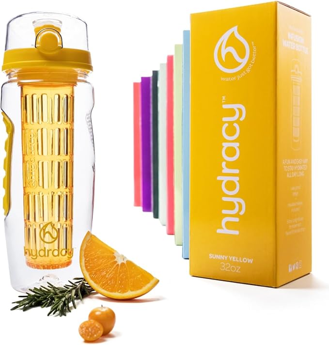 Botella con infusor para aromatizar agua con frutas naturales
