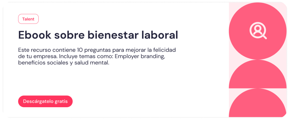 Captura de pantalla de ebook sobre bienestar laboral con botón de descarga